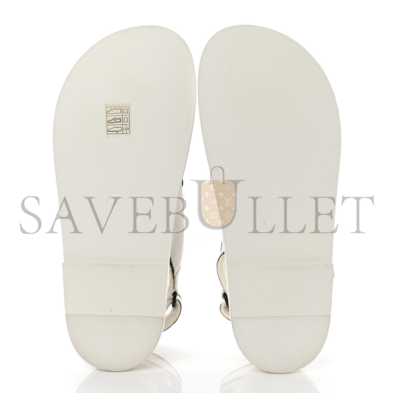 CHANEL CALFSKIN PRINTED ROUND HEAD SANDALS FOR WOMEN BLACK & WHITE G35927 X56386 K3897